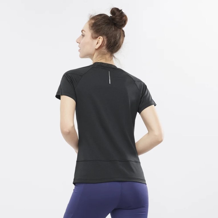 Salomon Cross Run Short Sleeve Women's T-Shirts Black | CA 32T91